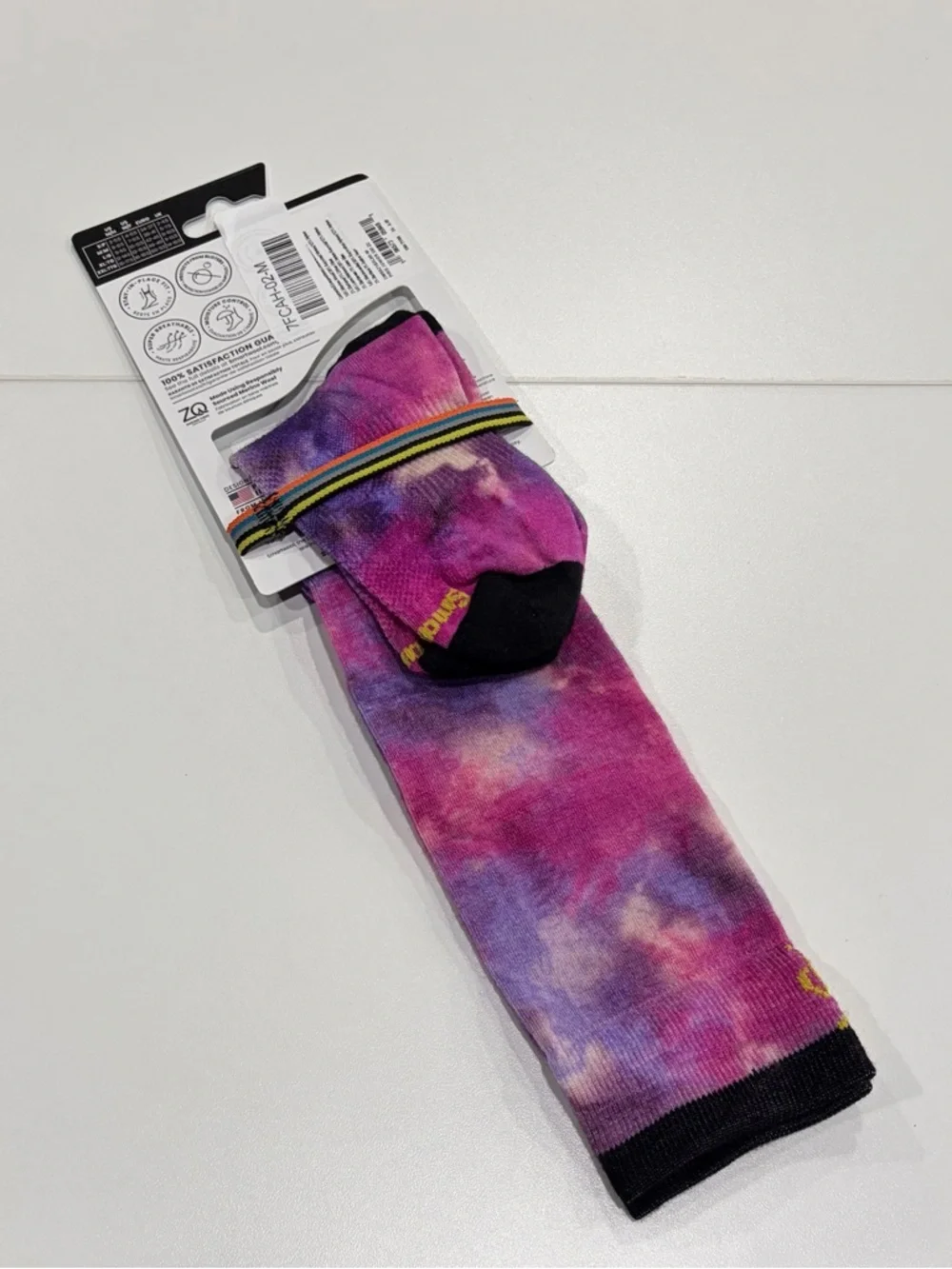 SmartWool Boys Girls Kids Medium Tie Dye Print Zero Cushion Ski Socks Pink NWT